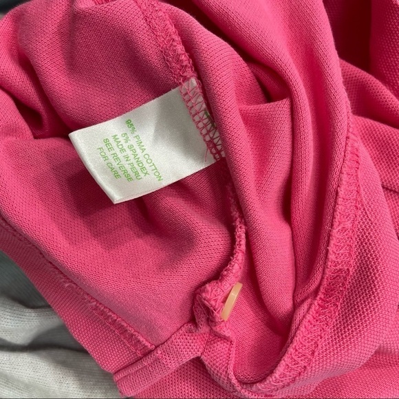 LILLY Pulitzer Pink Polo Top with Green Palm and collar Child’s size Large - Picture 9 of 10